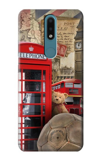 W3856 Vintage London British Funda Carcasa Case y Caso Del Tirón Funda para Nokia 2.4