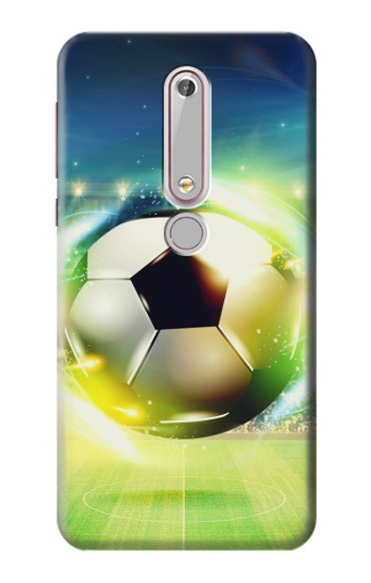 W3844 Glowing Football Soccer Ball Funda Carcasa Case y Caso Del Tirón Funda para Nokia 6.1, Nokia 6 2018