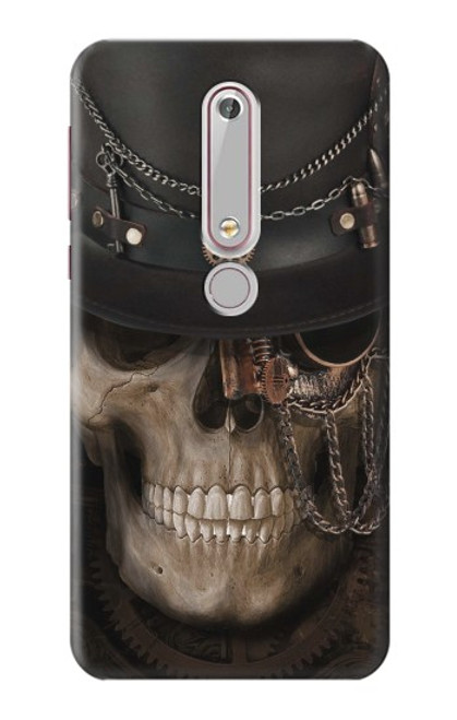W3852 Steampunk Skull Funda Carcasa Case y Caso Del Tirón Funda para Nokia 6.1, Nokia 6 2018