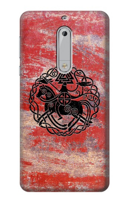 W3831 Viking Norse Ancient Symbol Funda Carcasa Case y Caso Del Tirón Funda para Nokia 5