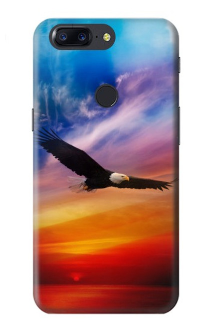 W3841 Bald Eagle Flying Colorful Sky Funda Carcasa Case y Caso Del Tirón Funda para OnePlus 5T