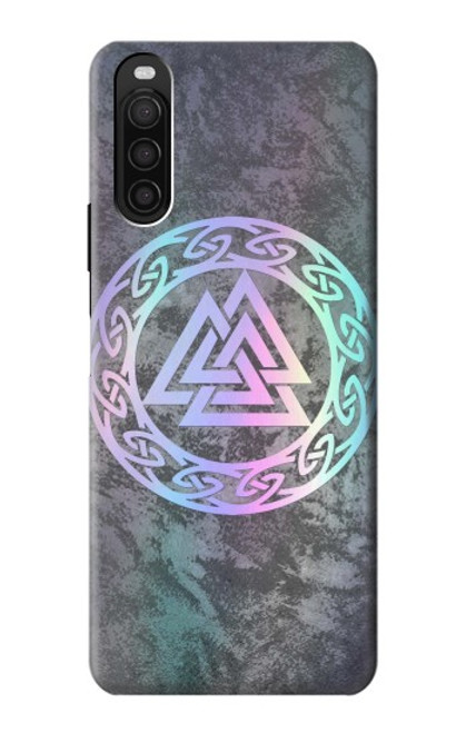 W3833 Valknut Odin Wotans Knot Hrungnir Heart Funda Carcasa Case y Caso Del Tirón Funda para Sony Xperia 10 III