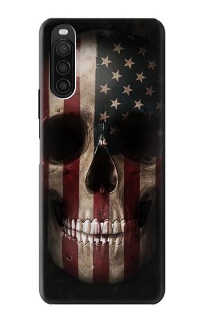 W3850 American Flag Skull Funda Carcasa Case y Caso Del Tirón Funda para Sony Xperia 10 III