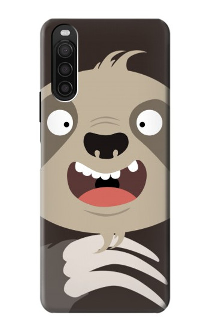 W3855 Sloth Face Cartoon Funda Carcasa Case y Caso Del Tirón Funda para Sony Xperia 10 III
