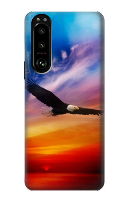 W3841 Bald Eagle Flying Colorful Sky Funda Carcasa Case y Caso Del Tirón Funda para Sony Xperia 5 III