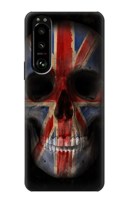 W3848 United Kingdom Flag Skull Funda Carcasa Case y Caso Del Tirón Funda para Sony Xperia 5 III