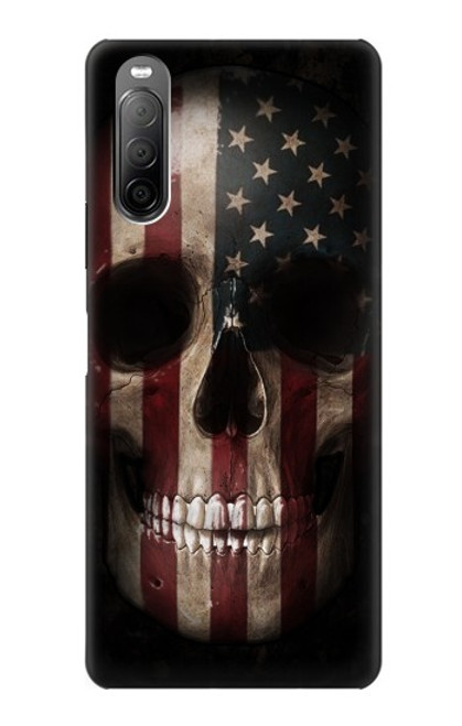 W3850 American Flag Skull Funda Carcasa Case y Caso Del Tirón Funda para Sony Xperia 10 II