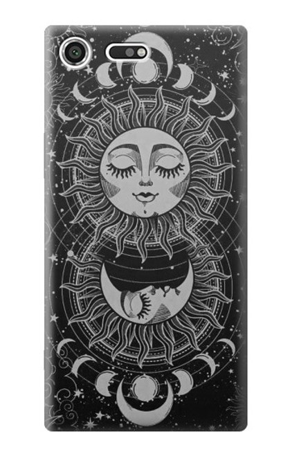 W3854 Mystical Sun Face Crescent Moon Funda Carcasa Case y Caso Del Tirón Funda para Sony Xperia XZ Premium