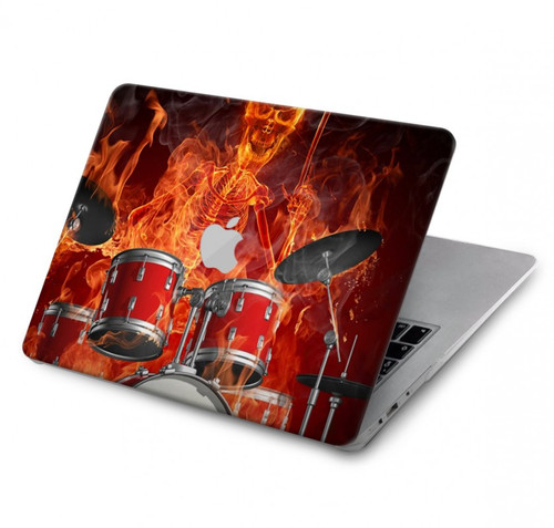 W1431 Skull Drum Fire Rock Funda Carcasa Case para MacBook Pro 14 M1,M2,M3 (2021,2023) - A2442, A2779, A2992, A2918