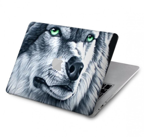 W0123 Grim White Wolf Funda Carcasa Case para MacBook Pro 16 M1,M2 (2021,2023) - A2485, A2780