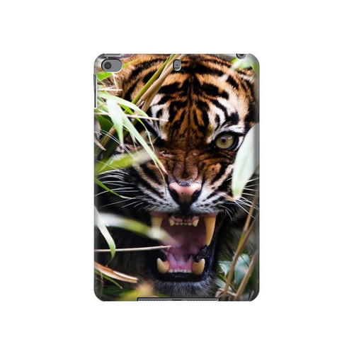 W3838 Barking Bengal Tiger Funda Carcasa Case para iPad mini 4, iPad mini 5, iPad mini 5 (2019)
