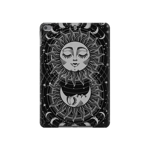 W3854 Mystical Sun Face Crescent Moon Funda Carcasa Case para iPad mini 4, iPad mini 5, iPad mini 5 (2019)