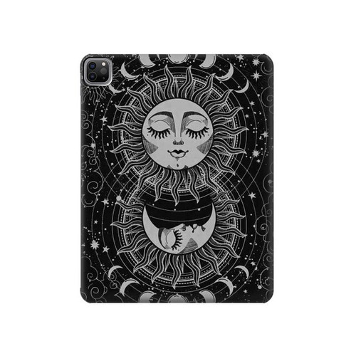W3854 Mystical Sun Face Crescent Moon Funda Carcasa Case para iPad Pro 12.9 (2022,2021,2020,2018, 3rd, 4th, 5th, 6th)