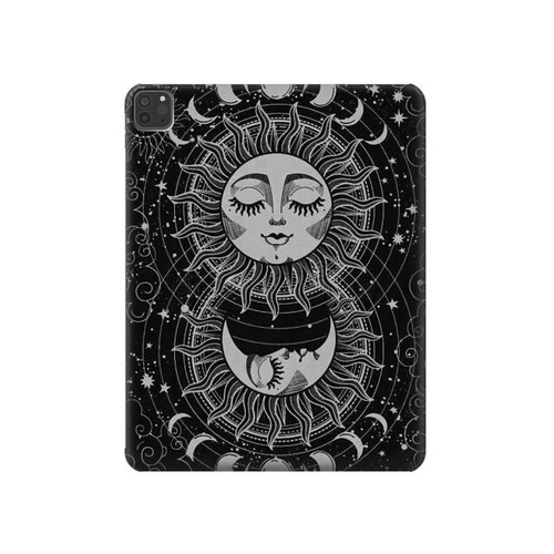 W3854 Mystical Sun Face Crescent Moon Funda Carcasa Case para iPad Pro 11 (2021,2020,2018, 3rd, 2nd, 1st)