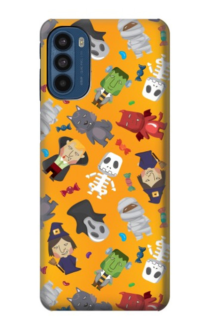 W3275 Cute Halloween Cartoon Pattern Funda Carcasa Case y Caso Del Tirón Funda para Motorola Moto G41