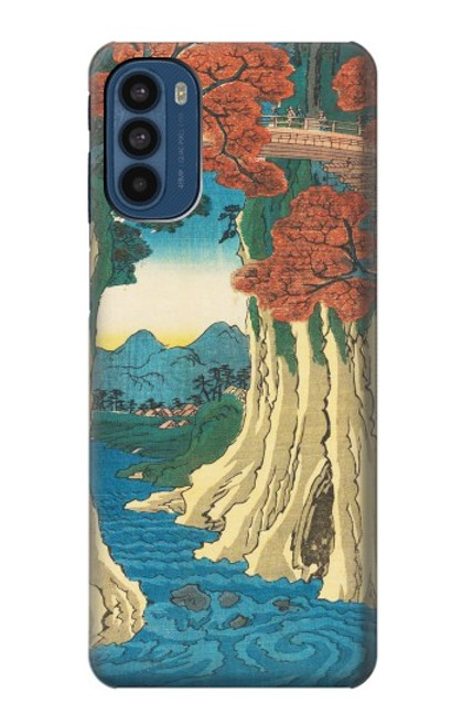 W3348 Utagawa Hiroshige The Monkey Bridge Funda Carcasa Case y Caso Del Tirón Funda para Motorola Moto G41