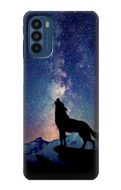 W3555 Wolf Howling Million Star Funda Carcasa Case y Caso Del Tirón Funda para Motorola Moto G41