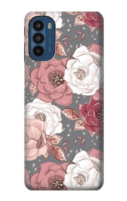 W3716 Rose Floral Pattern Funda Carcasa Case y Caso Del Tirón Funda para Motorola Moto G41