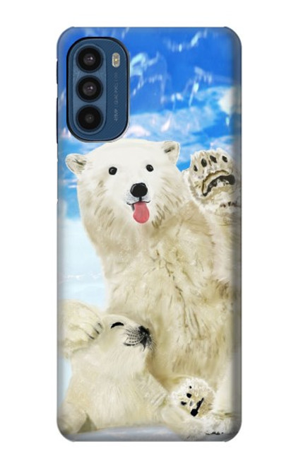 W3794 Arctic Polar Bear and Seal Paint Funda Carcasa Case y Caso Del Tirón Funda para Motorola Moto G41