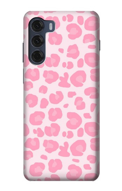 W2213 Pink Leopard Pattern Funda Carcasa Case y Caso Del Tirón Funda para Motorola Moto G200 5G