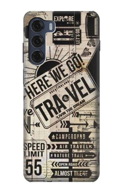 W3441 Vintage Travel Funda Carcasa Case y Caso Del Tirón Funda para Motorola Moto G200 5G