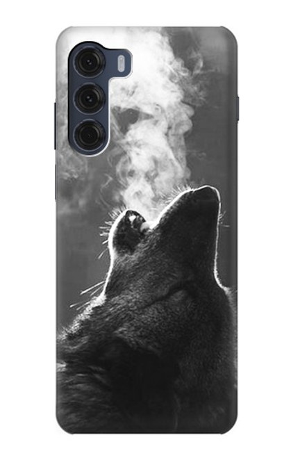 W3505 Wolf Howling Funda Carcasa Case y Caso Del Tirón Funda para Motorola Moto G200 5G