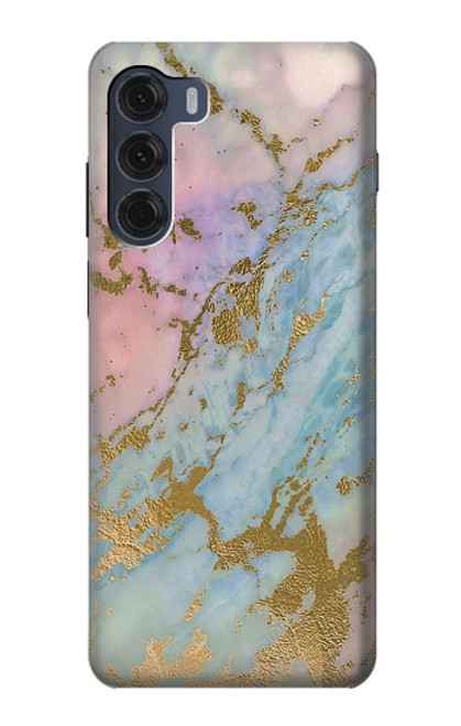 W3717 Rose Gold Blue Pastel Marble Graphic Printed Funda Carcasa Case y Caso Del Tirón Funda para Motorola Moto G200 5G