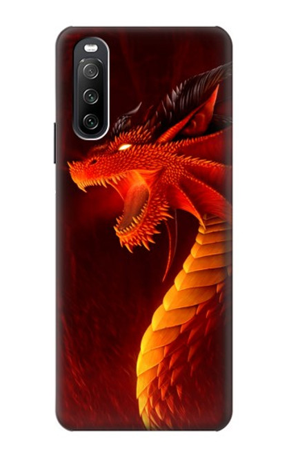 W0526 Red Dragon Funda Carcasa Case y Caso Del Tirón Funda para Sony Xperia 10 III Lite