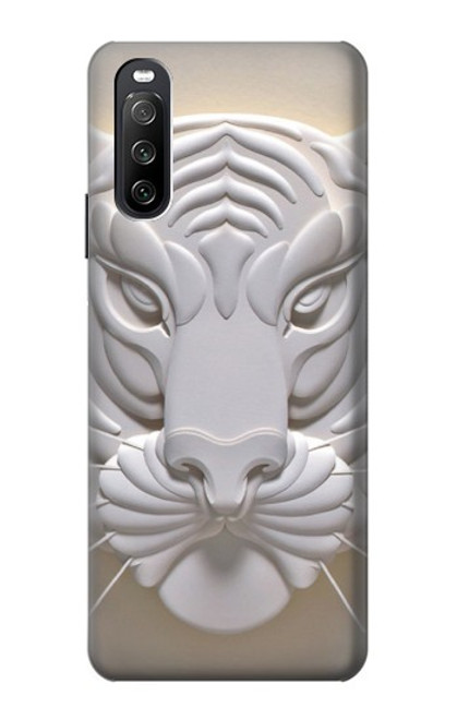 W0574 Tiger Carving Funda Carcasa Case y Caso Del Tirón Funda para Sony Xperia 10 III Lite