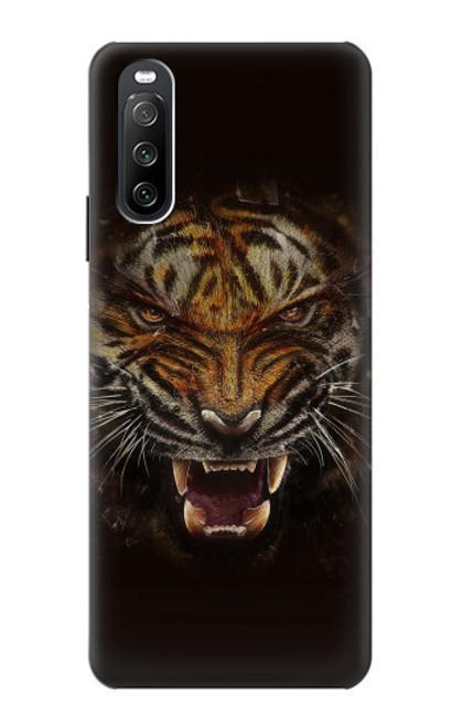 W0575 Tiger Face Funda Carcasa Case y Caso Del Tirón Funda para Sony Xperia 10 III Lite