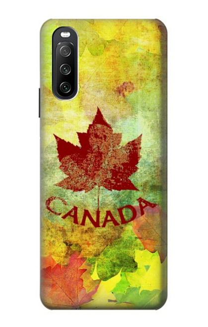 W2523 Canada Autumn Maple Leaf Funda Carcasa Case y Caso Del Tirón Funda para Sony Xperia 10 III Lite