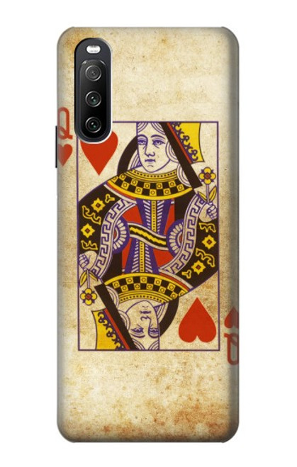 W2833 Poker Card Queen Hearts Funda Carcasa Case y Caso Del Tirón Funda para Sony Xperia 10 III Lite