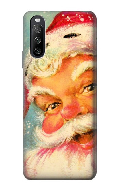 W2840 Christmas Vintage Santa Funda Carcasa Case y Caso Del Tirón Funda para Sony Xperia 10 III Lite