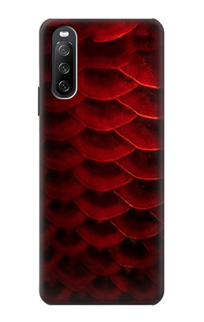 W2879 Red Arowana Fish Scale Funda Carcasa Case y Caso Del Tirón Funda para Sony Xperia 10 III Lite