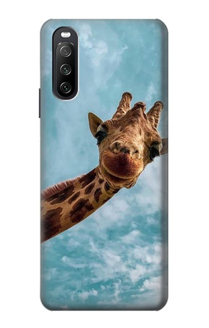 W3680 Cute Smile Giraffe Funda Carcasa Case y Caso Del Tirón Funda para Sony Xperia 10 III Lite