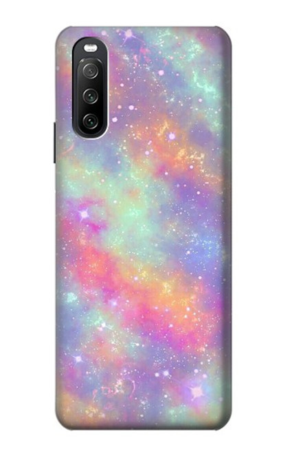 W3706 Pastel Rainbow Galaxy Pink Sky Funda Carcasa Case y Caso Del Tirón Funda para Sony Xperia 10 III Lite