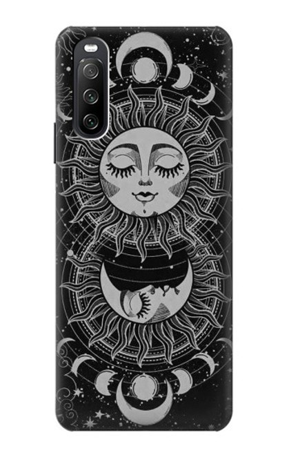 W3854 Mystical Sun Face Crescent Moon Funda Carcasa Case y Caso Del Tirón Funda para Sony Xperia 10 III Lite