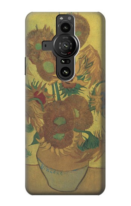 W0214 Van Gogh Vase Fifteen Sunflowers Funda Carcasa Case y Caso Del Tirón Funda para Sony Xperia Pro-I