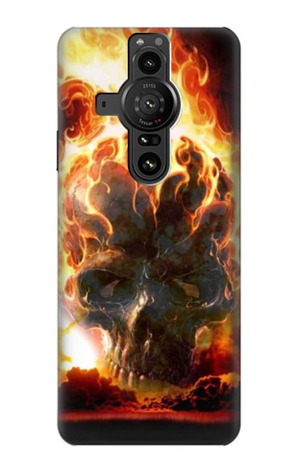 W0863 Hell Fire Skull Funda Carcasa Case y Caso Del Tirón Funda para Sony Xperia Pro-I