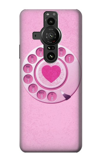 W2847 Pink Retro Rotary Phone Funda Carcasa Case y Caso Del Tirón Funda para Sony Xperia Pro-I