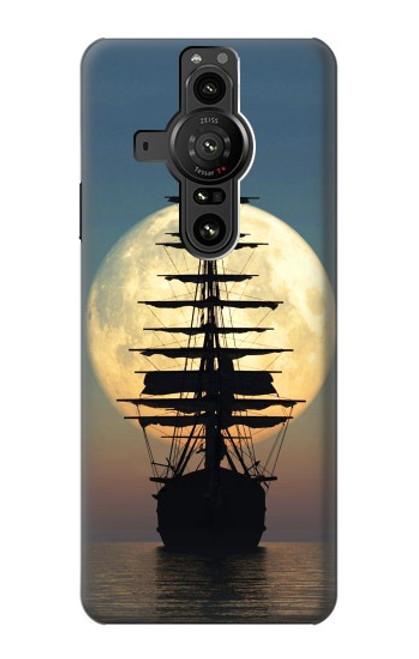 W2897 Pirate Ship Moon Night Funda Carcasa Case y Caso Del Tirón Funda para Sony Xperia Pro-I
