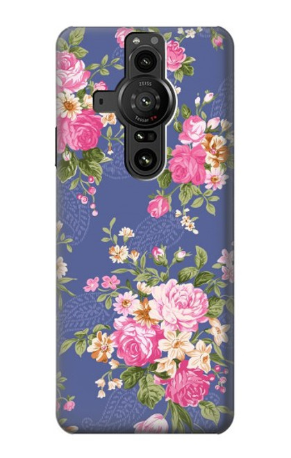 W3265 Vintage Flower Pattern Funda Carcasa Case y Caso Del Tirón Funda para Sony Xperia Pro-I