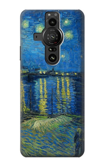 W3336 Van Gogh Starry Night Over the Rhone Funda Carcasa Case y Caso Del Tirón Funda para Sony Xperia Pro-I