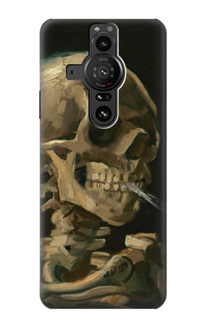 W3358 Vincent Van Gogh Skeleton Cigarette Funda Carcasa Case y Caso Del Tirón Funda para Sony Xperia Pro-I