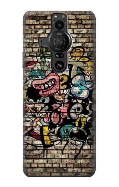 W3394 Graffiti Wall Funda Carcasa Case y Caso Del Tirón Funda para Sony Xperia Pro-I