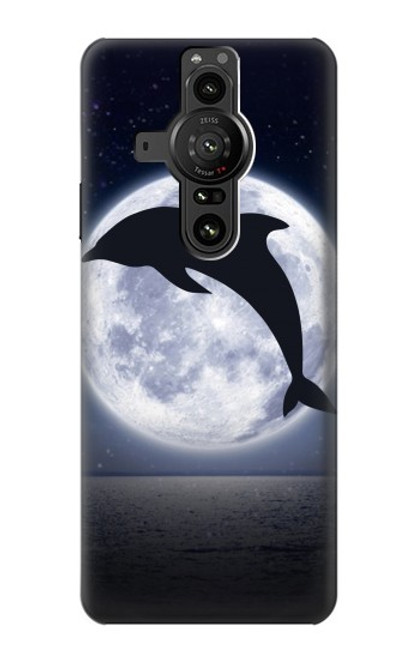 W3510 Dolphin Moon Night Funda Carcasa Case y Caso Del Tirón Funda para Sony Xperia Pro-I