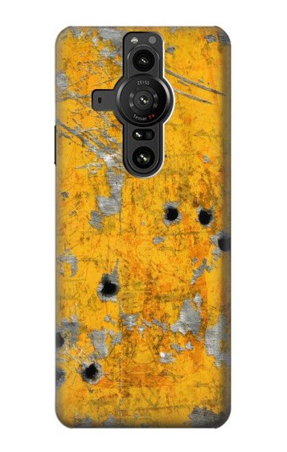 W3528 Bullet Rusting Yellow Metal Funda Carcasa Case y Caso Del Tirón Funda para Sony Xperia Pro-I