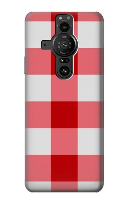 W3535 Red Gingham Funda Carcasa Case y Caso Del Tirón Funda para Sony Xperia Pro-I