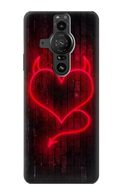 W3682 Devil Heart Funda Carcasa Case y Caso Del Tirón Funda para Sony Xperia Pro-I