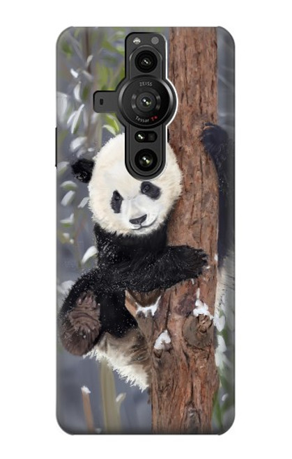 W3793 Cute Baby Panda Snow Painting Funda Carcasa Case y Caso Del Tirón Funda para Sony Xperia Pro-I